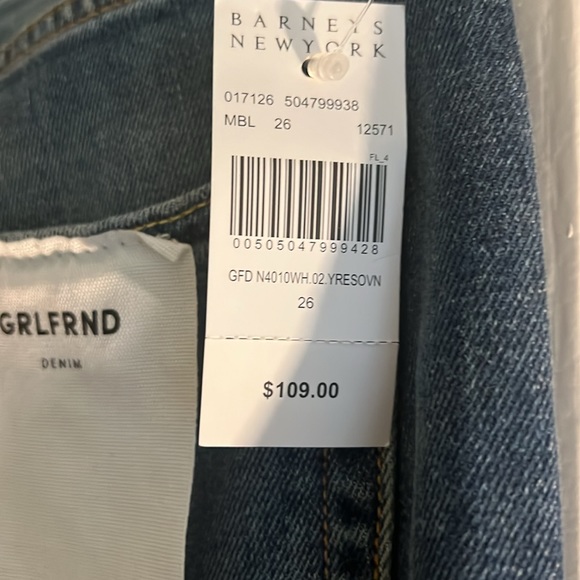 BNWT GRLFRND Joan jeans size 26 cropped flares frayed hem denim wash - Picture 4 of 4